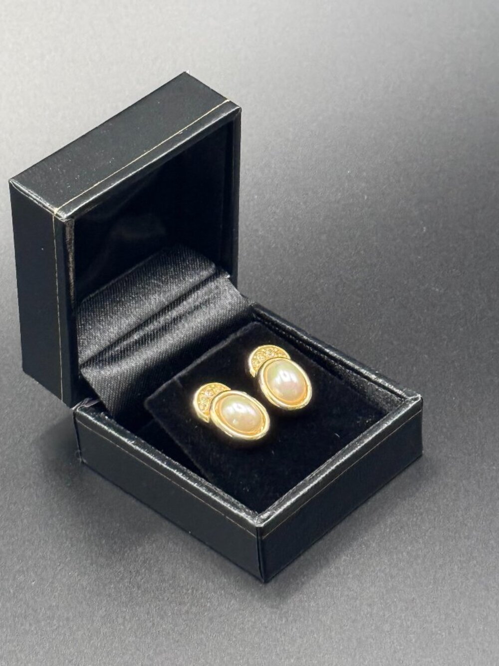 Christian Dior Vintage Faux Pearl & Crystal Clip-on Earrings